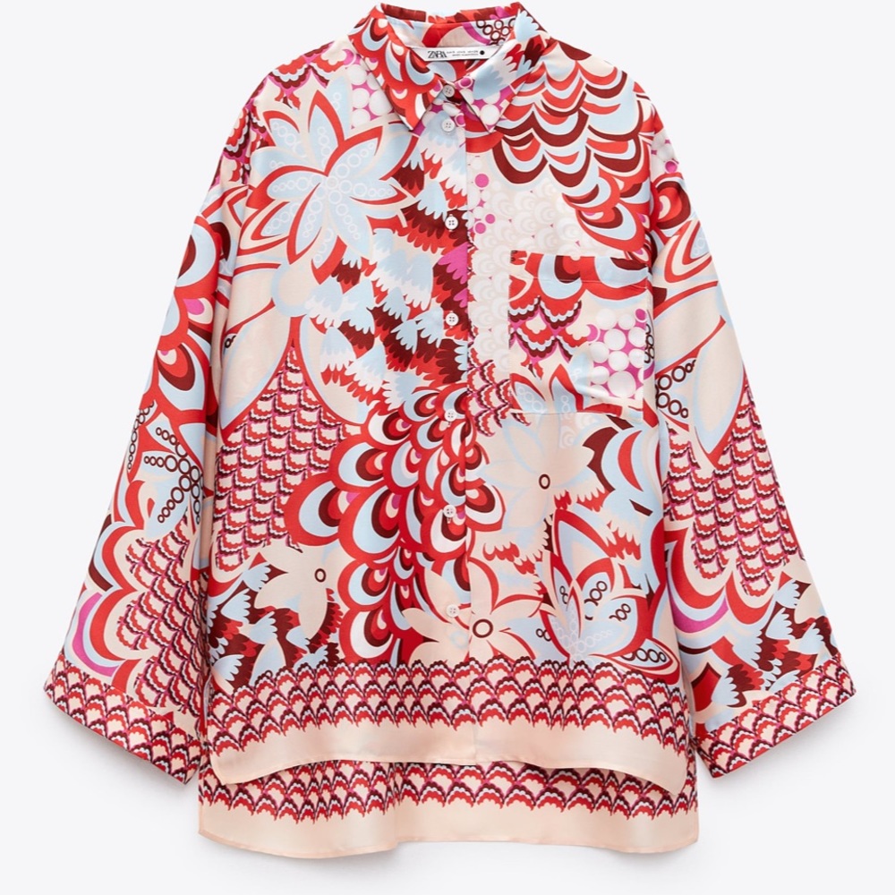 ZARA BNWT Flowy Printed Shirt and Scarf + Pants 3pc Coord Set - Picture 5 of 7